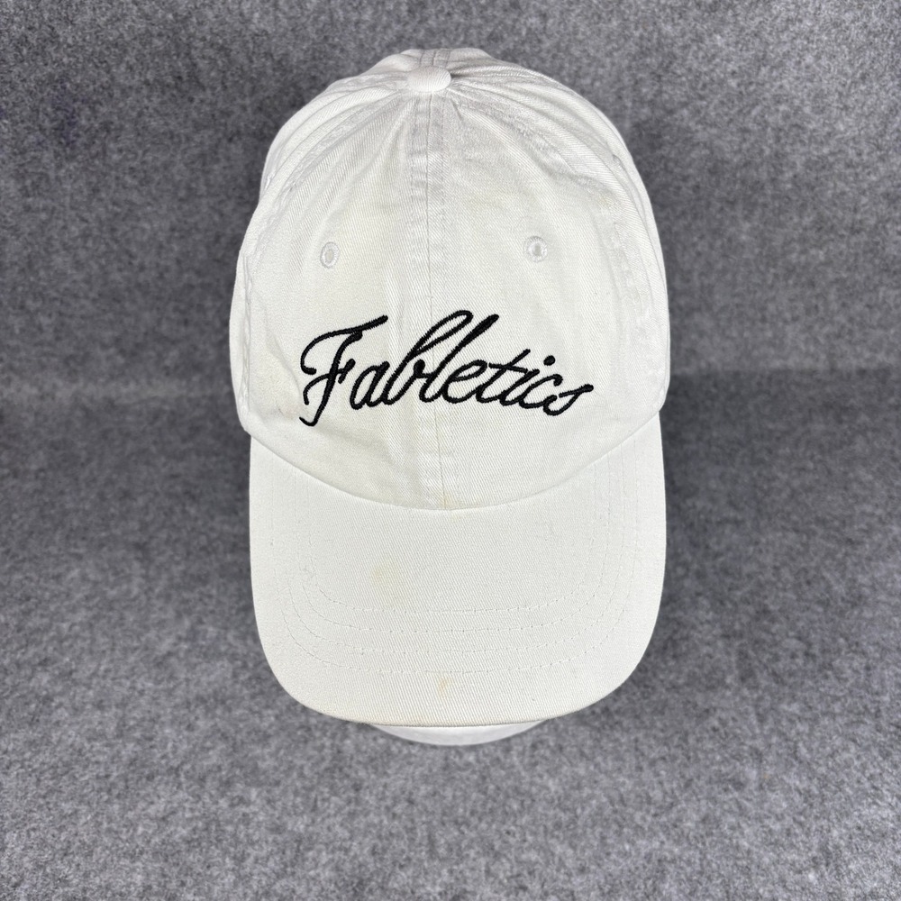 Fabletics White Cotton Script Logo Baseball Cap Dad Hat Adjustable Strapback OS